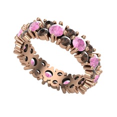 Büyük Elin Tamtur Yüzük - Pembe kuvars ve dumanlı kuvars 18 ayar rose altın yüzük #lsuv3