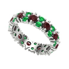 Büyük Elin Tamtur Yüzük - Kök yakut ve yeşil kuvars 18 ayar beyaz altın yüzük #ml7x3w