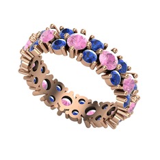 Büyük Elin Tamtur Yüzük - Pembe kuvars ve lab safir 14 ayar rose altın yüzük #ny6ibm