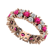 Rodolit garnet ve beyaz zirkon 8 ayar rose altın yüzük