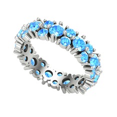 Akuamarin 14 ayar beyaz altın yüzük