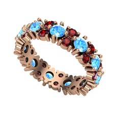 Büyük Elin Tamtur Yüzük - Akuamarin ve garnet 925 ayar rose altın kaplama gümüş yüzük #rtksu1