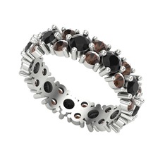 Büyük Elin Tamtur Yüzük - Siyah zirkon ve dumanlı kuvars 18 ayar beyaz altın yüzük #s11ghk