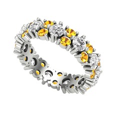 Swarovski ve sitrin 14 ayar beyaz altın yüzük