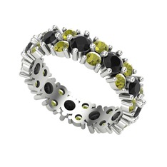 Büyük Elin Tamtur Yüzük - Siyah zirkon ve peridot 8 ayar beyaz altın yüzük #ss1f7j