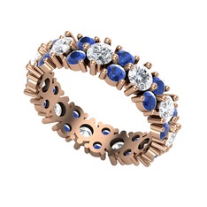Pırlanta ve lab safir 14 ayar rose altın yüzük (5.5 karat)