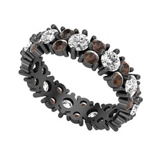 Büyük Elin Tamtur Yüzük - Beyaz zirkon ve dumanlı kuvars 925 ayar siyah rodyum kaplama gümüş yüzük #tjj2ze