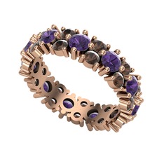 Büyük Elin Tamtur Yüzük - Ametist ve dumanlı kuvars 8 ayar rose altın yüzük #vc1g24