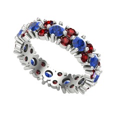 Lab safir ve garnet 18 ayar beyaz altın yüzük