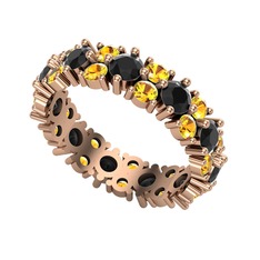 Büyük Elin Tamtur Yüzük - Siyah zirkon ve sitrin 8 ayar rose altın yüzük #wca1pd