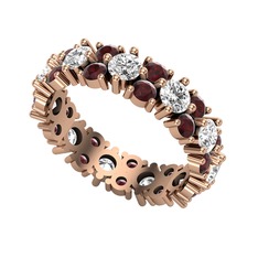 Swarovski ve kök yakut 14 ayar rose altın yüzük