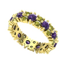 Büyük Elin Tamtur Yüzük - Ametist ve peridot 8 ayar altın yüzük #wj613m