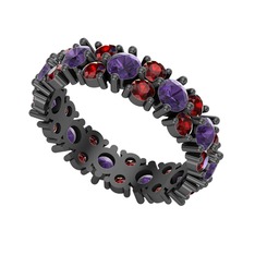 Büyük Elin Tamtur Yüzük - Ametist ve garnet 925 ayar siyah rodyum kaplama gümüş yüzük #z3mzkp