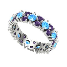 Büyük Elin Tamtur Yüzük - Akuamarin ve ametist 8 ayar beyaz altın yüzük #zd02gi