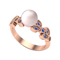 Pembe inci ve lab safir 925 ayar rose altın kaplama gümüş yüzük