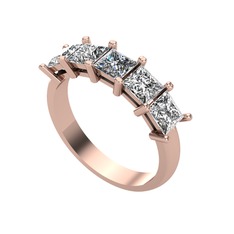 Edda 5 Taşlı Yüzük - Pırlanta, beyaz zirkon ve swarovski 8 ayar rose altın yüzük (0.39 karat) #11re04u