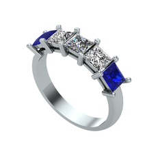 Pırlanta, swarovski ve lab safir 18 ayar beyaz altın yüzük (0.39 karat)