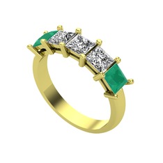 Beyaz zirkon, swarovski ve kök zümrüt 925 ayar altın kaplama gümüş yüzük