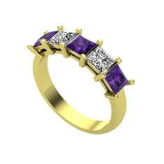 Ametist ve swarovski 18 ayar altın yüzük