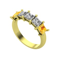 Beyaz zirkon, swarovski ve sitrin 18 ayar altın yüzük
