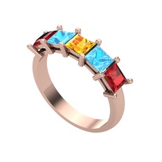 Sitrin, akuamarin ve garnet 8 ayar rose altın yüzük