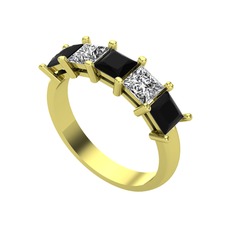 Siyah zirkon ve swarovski 925 ayar altın kaplama gümüş yüzük