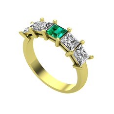 Yeşil kuvars, swarovski ve beyaz zirkon 8 ayar altın yüzük