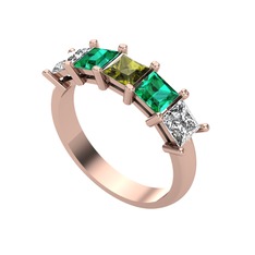Edda 5 Taşlı Yüzük - Peridot, yeşil kuvars ve swarovski 8 ayar rose altın yüzük #18nv4ju