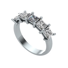 Edda 5 Taşlı Yüzük - Pırlanta, swarovski ve beyaz zirkon 8 ayar beyaz altın yüzük (0.39 karat) #18y0li