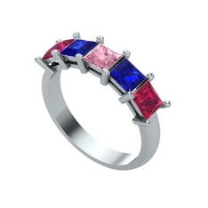 Edda 5 Taşlı Yüzük - Pembe kuvars, lab safir ve rodolit garnet 925 ayar gümüş yüzük #18z2eoh