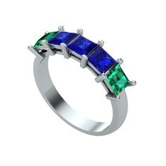 Edda 5 Taşlı Yüzük - Lab safir ve yeşil kuvars 925 ayar gümüş yüzük #1cmsd0q