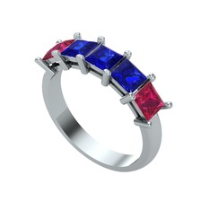Lab safir ve rodolit garnet 925 ayar gümüş yüzük