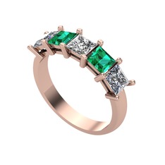 Swarovski, yeşil kuvars ve pırlanta 925 ayar rose altın kaplama gümüş yüzük (0.78 karat)