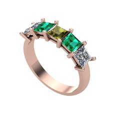 Peridot, yeşil kuvars ve pırlanta 14 ayar rose altın yüzük (0.78 karat)