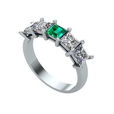 Yeşil kuvars, swarovski ve pırlanta 8 ayar beyaz altın yüzük (0.78 karat)