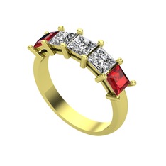 Swarovski, beyaz zirkon ve garnet 8 ayar altın yüzük