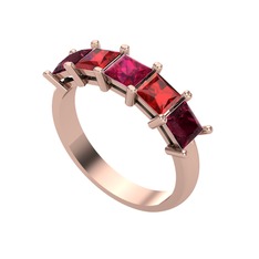 Edda 5 Taşlı Yüzük - Rodolit garnet, garnet ve kök yakut 18 ayar rose altın yüzük #1s38m65
