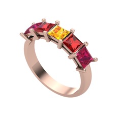 Edda 5 Taşlı Yüzük - Sitrin, garnet ve rodolit garnet 8 ayar rose altın yüzük #1vmu1la