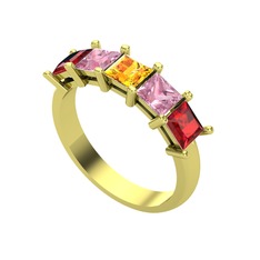 Edda 5 Taşlı Yüzük - Sitrin, pembe kuvars ve garnet 18 ayar altın yüzük #1voug2i