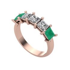 Swarovski, beyaz zirkon ve kök zümrüt 18 ayar rose altın yüzük