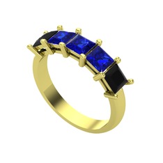 Lab safir ve siyah zirkon 8 ayar altın yüzük