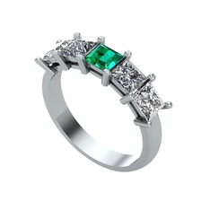 Yeşil kuvars, pırlanta ve swarovski 14 ayar beyaz altın yüzük (0.78 karat)
