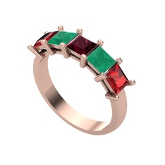 Edda 5 Taşlı Yüzük - Kök yakut, kök zümrüt ve garnet 8 ayar rose altın yüzük #alkxmf