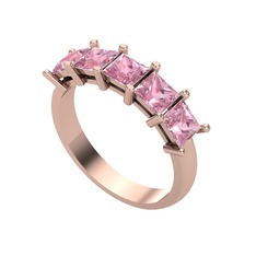 Edda 5 Taşlı Yüzük - Pembe kuvars 8 ayar rose altın yüzük #b12kzb