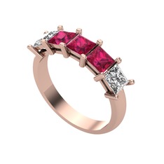 Rodolit garnet ve swarovski 14 ayar rose altın yüzük