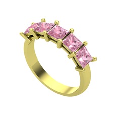 Edda 5 Taşlı Yüzük - Pembe kuvars 8 ayar altın yüzük #dbgtz8