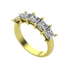 Edda 5 Taşlı Yüzük - Swarovski 925 ayar altın kaplama gümüş yüzük #e65kdy