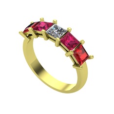 Edda 5 Taşlı Yüzük - Pırlanta, rodolit garnet ve garnet 18 ayar altın yüzük (0.39 karat) #f1oh6