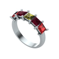 Edda 5 Taşlı Yüzük - Peridot, kök yakut ve garnet 925 ayar gümüş yüzük #fnvofm