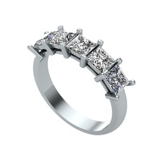 Edda 5 Taşlı Yüzük - Beyaz zirkon ve pırlanta 8 ayar beyaz altın yüzük (0.78 karat) #gar7zh